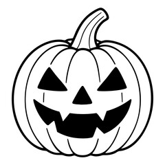 Classic Jack-O-Lantern Vector Illustration. Outline Design. Coloring Book Page. SVG. Transparent Background. Printable Halloween Design.
