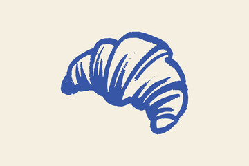 Naklejka na ściany i meble Croissant hand drawn sketch bold outline bakery food vector illustration