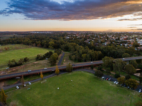 Bridge over the Macquarie River in Dubbo city in the Orana Region of New South Wales