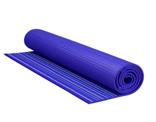Firefly_Rolled up colorful striped mat with purple icon isolated on white transparent backgro