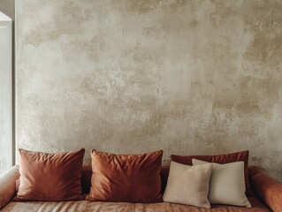 Limewash textured wall adding depth and organic uniqueness to modern interior design