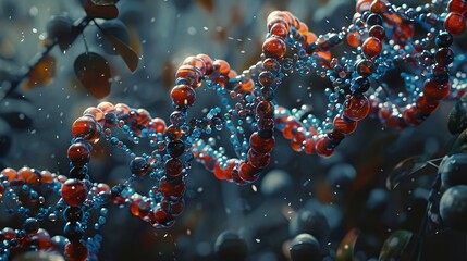 Naklejka premium Dna double helix structure representing biotechnology and bioethics