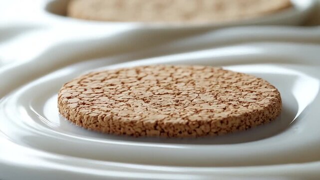 A Single Healthy Whole Grain Oatcake on a White Plate.