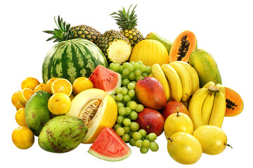 composição com frutas tropicais isolado em fundo transparente