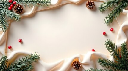 Elegant christmas frame isolated on white background with ornaments