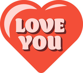 Love you sticker. heart sticker.