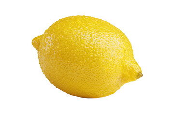Single, bright yellow lemon, slightly textured skin