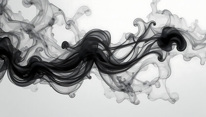 Abstract black ink swirls flowing and dissolving in water