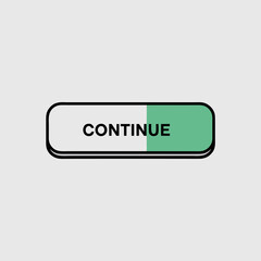 Digital interface element with a 'CONTINUE' button showcasing progress; minimalist design with shadow effect and a soft pastel color scheme for user