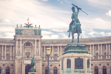 Famous Heldenplatz square an Hofburg palace in Vienna, Austria