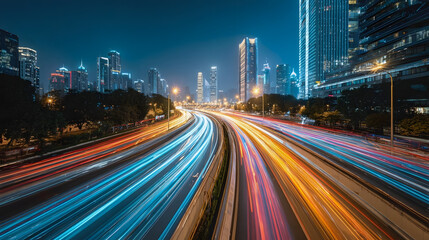 Obraz premium Blurred traffic background at night