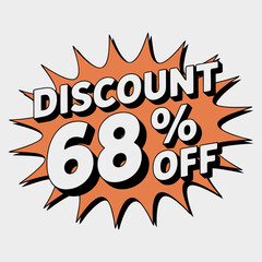 Eye-catching 68% Off Discount Illustration Bursting with Energy on a Neutral Background for Sales and Promotions