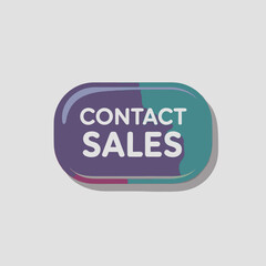 Illustrated contact sales button graphic with a glossy finish in purple and turquoise tones offering client service information at the ready design