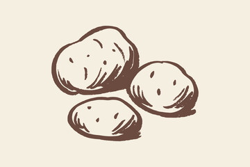 Potatoes rustic sketch hand drawn bold line food vector illustration