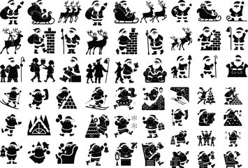 Santa Claus Silhouette Icon Set Christmas Santa Icon Silhouette Collection