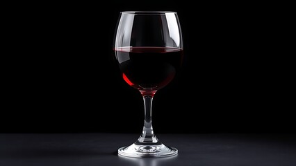 Elegant goblet with red wine, crystal detail on dark background.