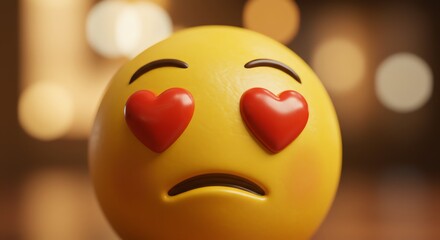 Yellow emoji with heart eyes and sad mouth