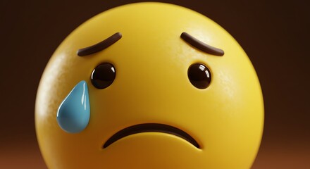 Yellow emoji face with tears expressing sadness
