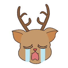 泣き顔のトナカイのかわいいイラスト