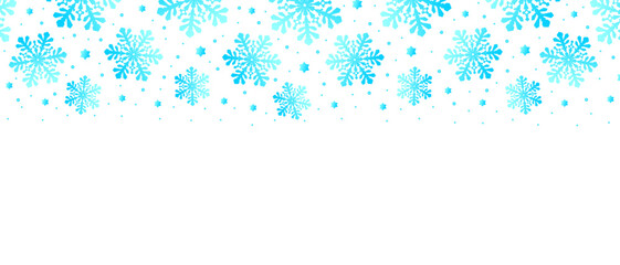 Fototapeta premium Christmas frame with blue snowflakes on transparent background vector illustration
