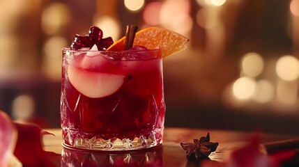Warm mulled wine for prepared with apple orange and spices