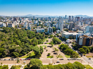 Lajeado RS - aerial view of Dick Park and the city center of Lajeado, Rio Grande do Sul