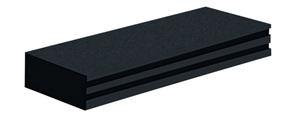 Dark gray, layered rectangular object