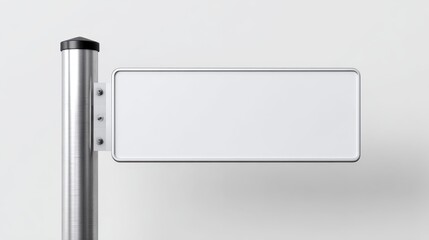 Obraz premium Blank rectangular advertising signboard mockup on a metal pole, providing copy space for information, branding, or directional messages with a clean, minimalist design