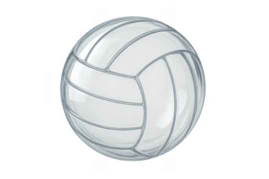 Transparent glass volleyball ball on transparent background