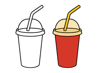 Simple drink cup with straw outline illustration for coloring. Great for kids’ art projects, beverage-themed coloring books, and printable pages.