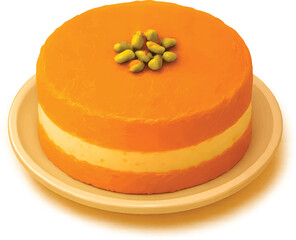 Delight in the Visual Feast of a Kunafa Cake Topped with Pistachios, Perfect for Festive Celebrations and Middle Eastern Culinary Adventures!