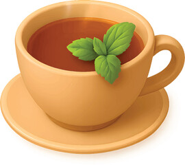 Warm cup of herbal tea with fresh mint leaves, perfect for a relaxing moment or promoting wellness and healthy living, ideal for beverage ads or food blogs