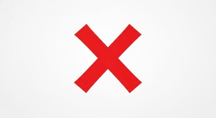 Fototapeta premium Red Cross Symbol Signifies Incorrect Answer or Prohibition