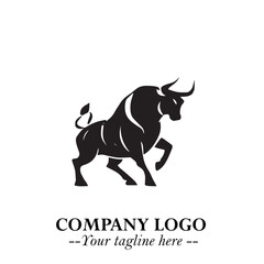 Bull Logo Symbol Black on White Background in Bold Powerful Minimalist Vector Design for Branding