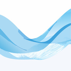 Abstract Blue Waves Flowing Across a White Canvas.