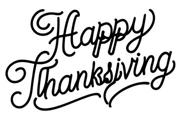 Happy Thanksgiving hand-lettered typography, festive style, vector illustration isolated on white background