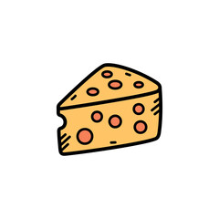 Triangular Slice of Cheese with Holes on Transparent Background Vector Graphic Illustration for Culinary Themes or Creative Design Projects