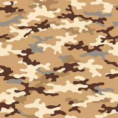 Fototapeta premium Seamless desert camouflage pattern with brown beige and tan tones. Vector Illustrations. EPS Editable