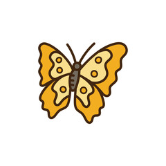 Vibrant Orange Butterfly with Intricate Wing Patterns on Transparent Background Delicate Outline Nature Insect Spring Summer Wildlife Illustration