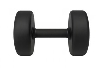 Black rubber dumbbell for fitness and strength training