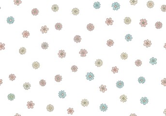 Seamless minimalist floral pattern background with small, scattered daisies and cherry blossoms in soft pastel shades