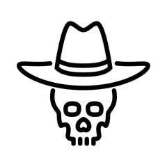 Cowboy Skull outline icon. Cowboy Skull Character line art illustration.