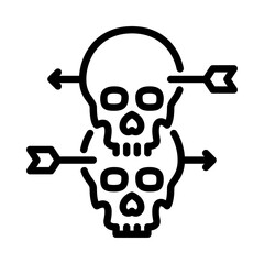 Horror Skull outline icon. Deadman line art illustration.