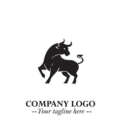 Bull Logo Symbol Black on White Background in Bold Powerful Minimalist Vector Design for Branding
