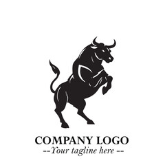 Bull Logo Symbol Black on White Background in Bold Powerful Minimalist Vector Design for Branding