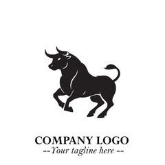 Bull Logo Symbol Black on White Background in Bold Powerful Minimalist Vector Design for Branding