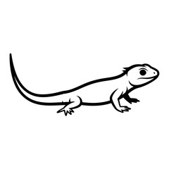 Obraz premium Cartoon lizard illustration in black and white on a plain background 