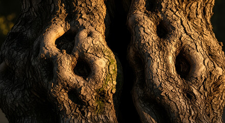 Obraz premium Photography of Olive Tree Trunk Texture in Warm Natural Light