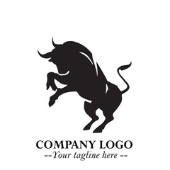 Bull Logo Symbol Black on White Background in Bold Powerful Minimalist Vector Design for Branding