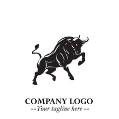 Obraz premium Bull Logo Symbol Black on White Background in Bold Powerful Minimalist Vector Design for Branding